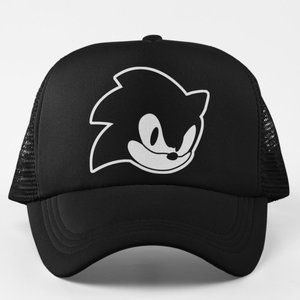 NEW Sonic Hedgehog Face Head Foam Trucker Mesh Snapback Hat BLACK